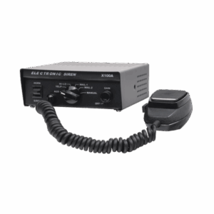 Imagen principal de Sirena Vehicular de 100W de Potencia, Con Switch Giratorio de 6 posiciones y Micrófono Integrado de Uso Rudo