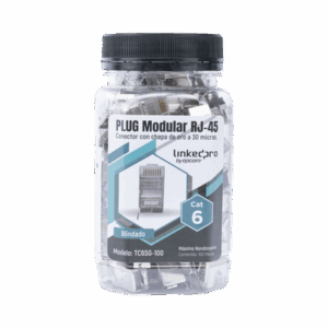 Imagen principal de Bote con 100 Piezas de Plug Modular RJ45 Cat6 blindado con pin de tierra, chapado de oro a 30 micras para durabilidad extrema